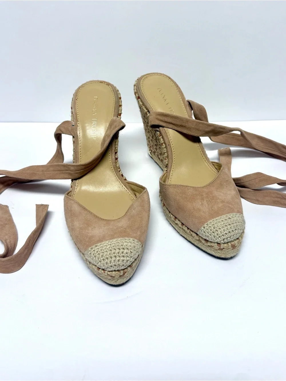 Women's Ivanka Trump 'Winikka' Rose Suede Espadrille Wedge Sandals Sz 9